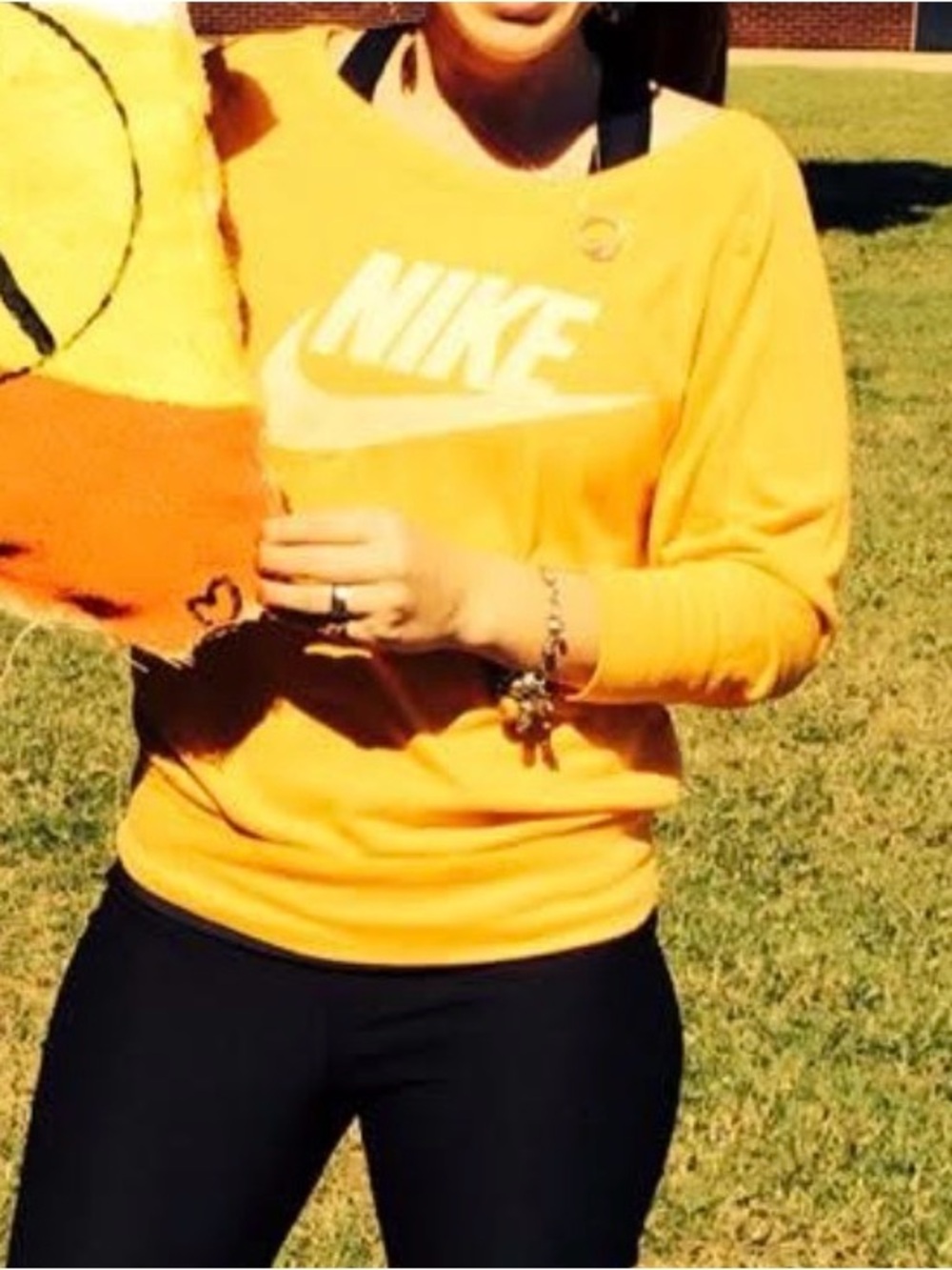 Nike Orange (Heathered) with neck top with White Swoosh